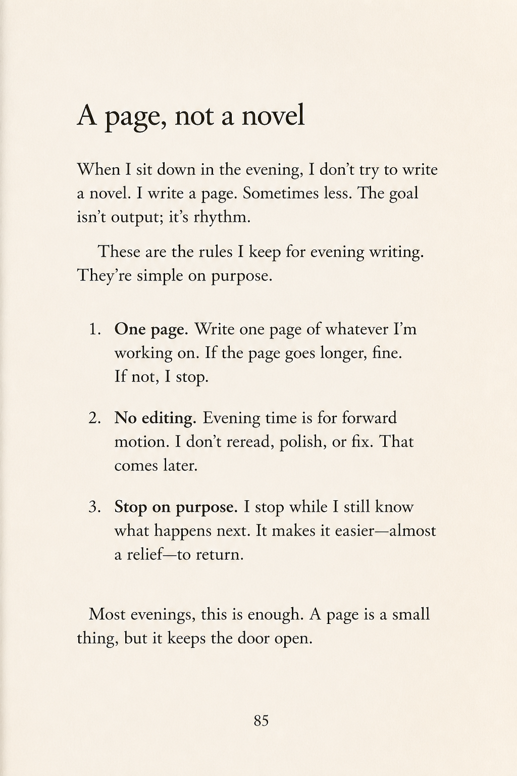 A page, not a novel